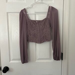 Lace Long Sleeve Top in Lavender